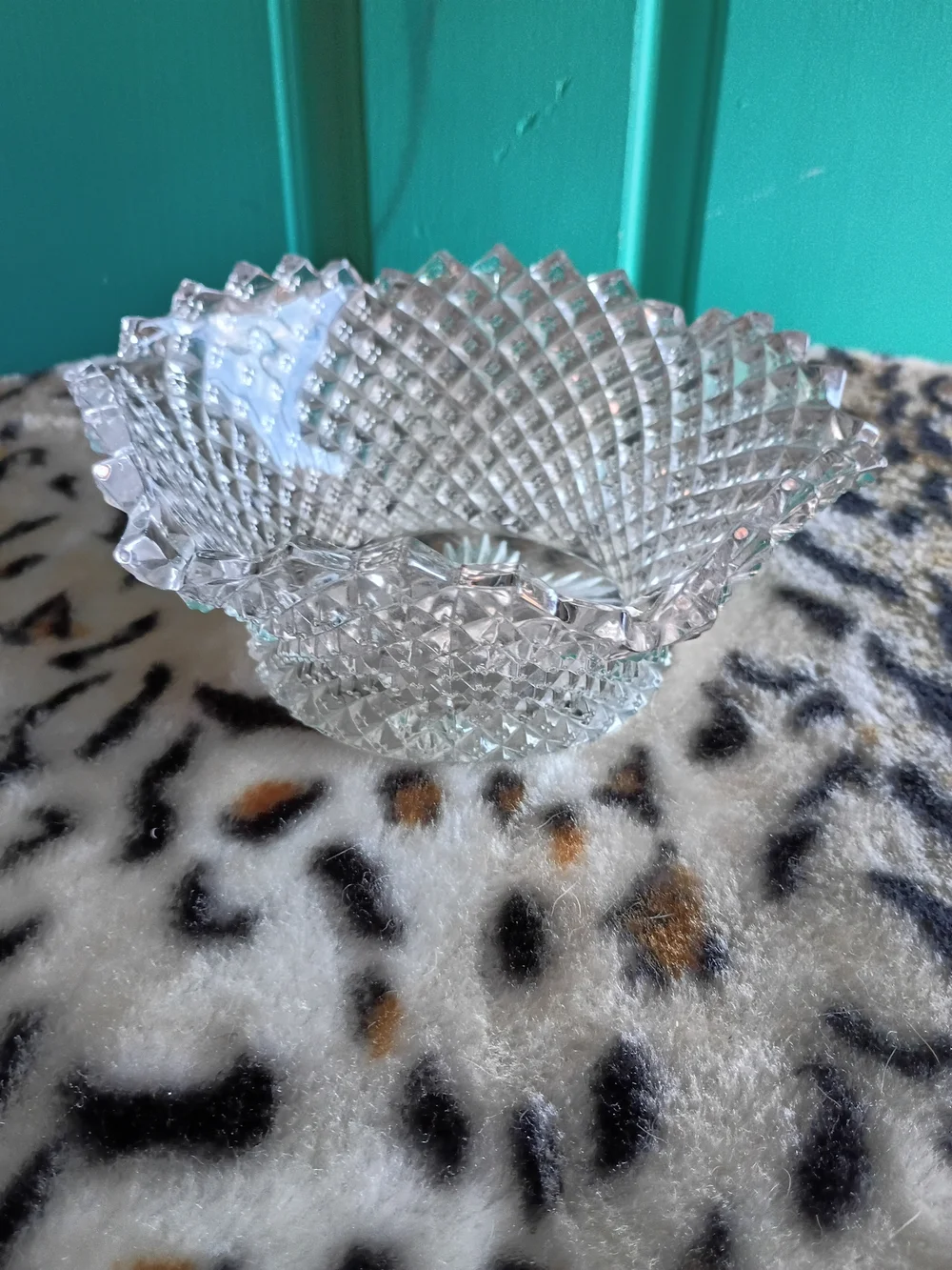 Clear Cut Crystal Glass Decorative Bowl - Clear